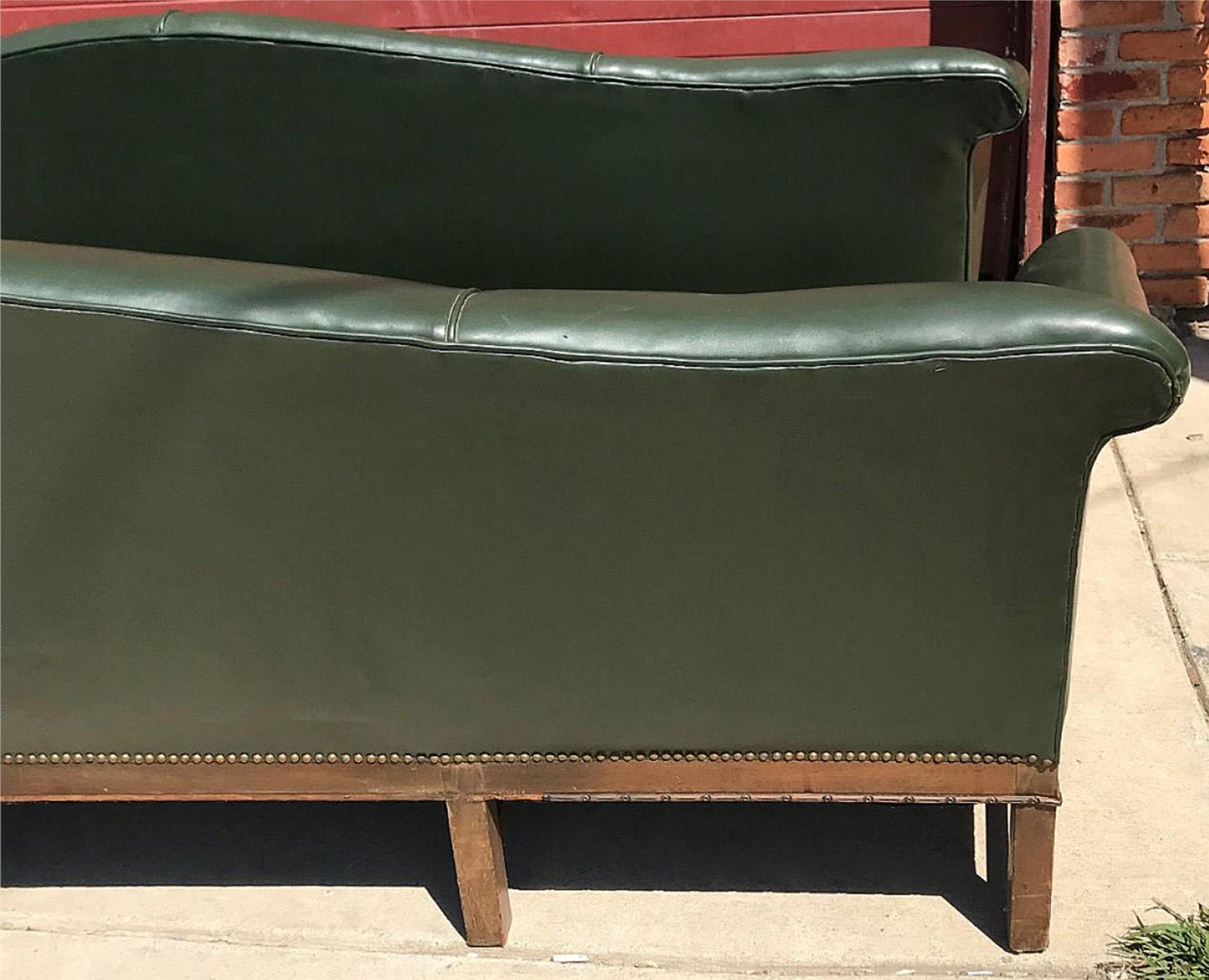 RARE 1930s VINTAGE LARGE GREEN 4 SEAT SOFA COUCH 99"LONG x 37"H x 30"D FREE SHIP
