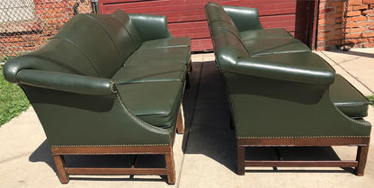 RARE 1930s VINTAGE LARGE GREEN 4 SEAT SOFA COUCH 99"LONG x 37"H x 30"D FREE SHIP