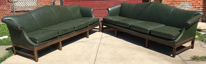 RARE 1930s VINTAGE LARGE GREEN 4 SEAT SOFA COUCH 99"LONG x 37"H x 30"D FREE SHIP
