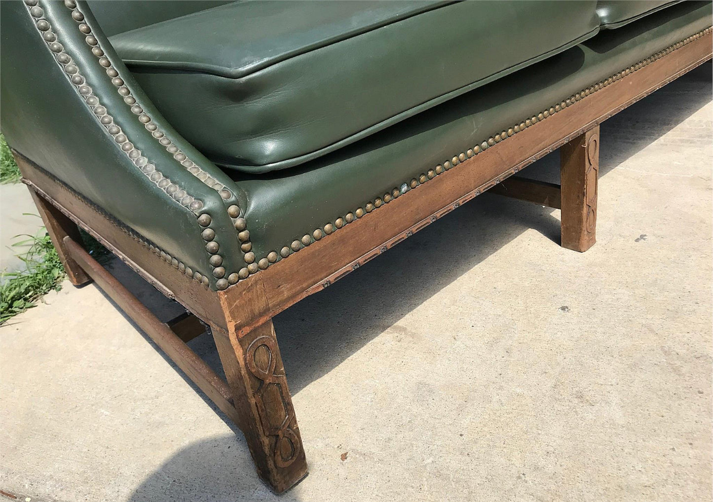 RARE 1930s VINTAGE LARGE GREEN 4 SEAT SOFA COUCH 99"LONG x 37"H x 30"D FREE SHIP