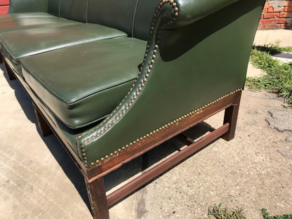 RARE 1930s VINTAGE LARGE GREEN 4 SEAT SOFA COUCH 99"LONG x 37"H x 30"D FREE SHIP