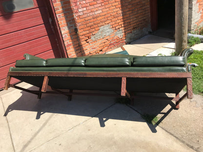 PAIR RARE 1930s VINTAGE GREEN 4 SEAT SOFAs COUCH 99"LONG x 37"H x 30"D FREE SHIP