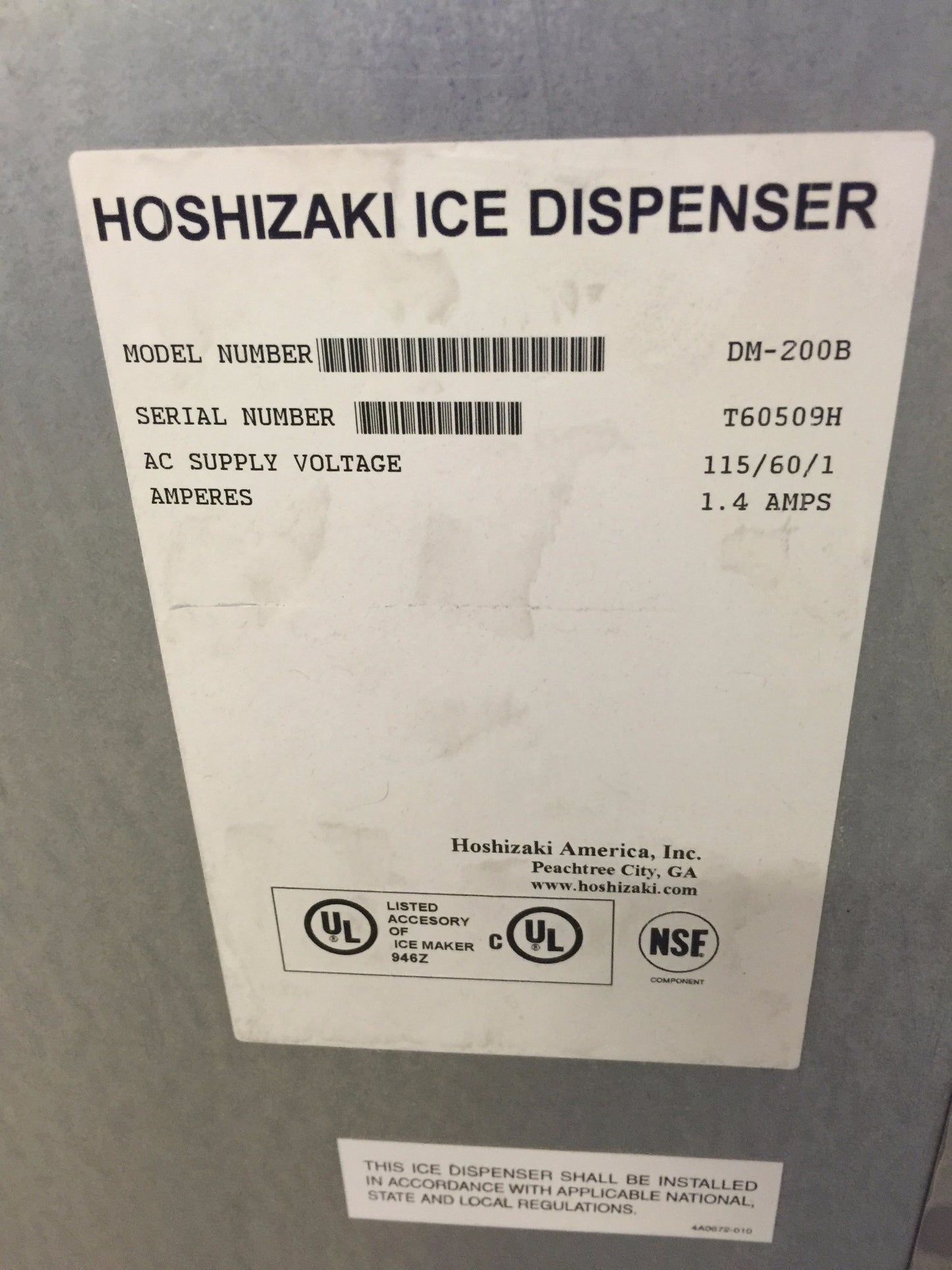Brand New HOSHIZAKI DM-200B ICE WATER DISPENSER &MANUAL STAINLESS STEEL FREESHIP
