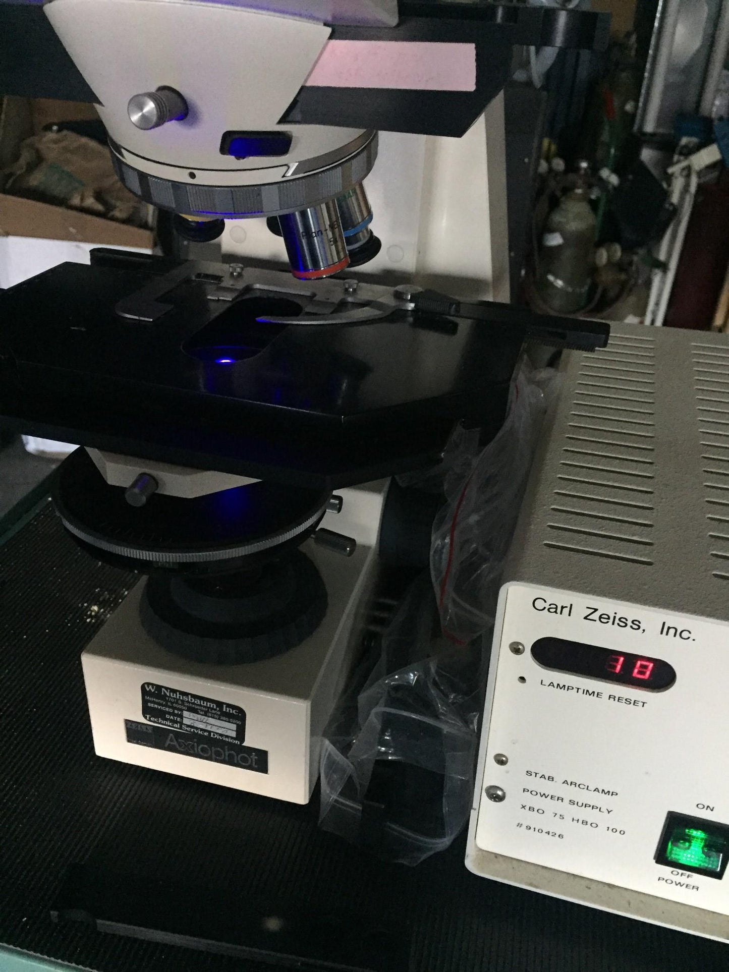ZEISS AXIOPHOT FLUORESCENCE POLARIZED FILTER MICROSCOPE PULNIX TM-745 CAMERA