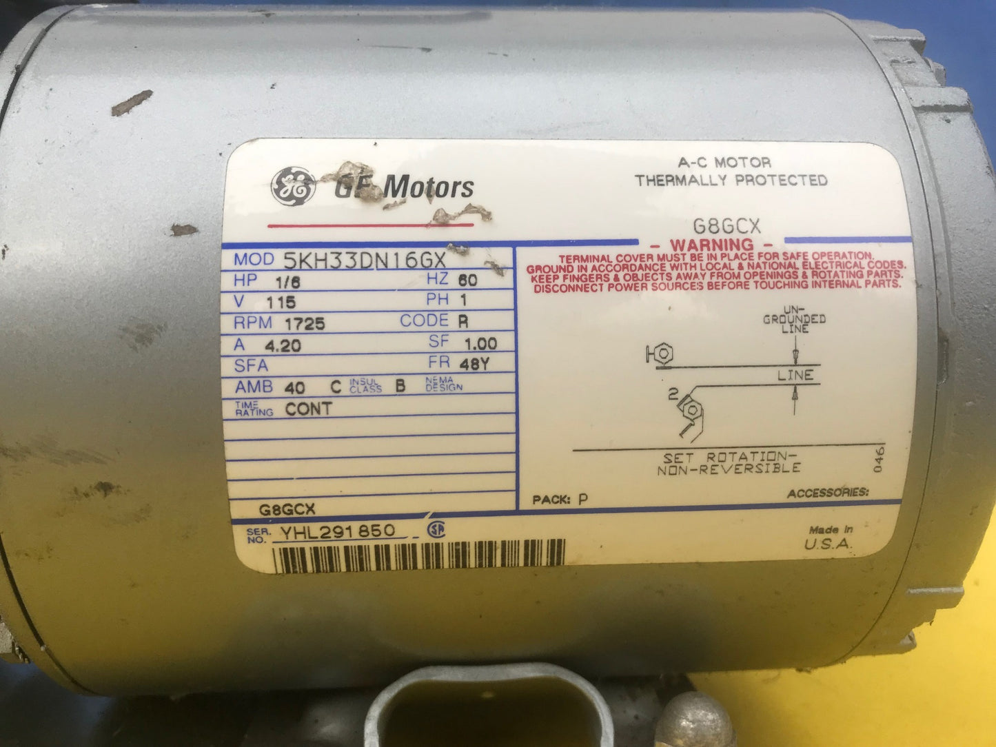 GE 5KH33DN16JX VACUUM PUMP 1/6 HP G8GCX Lab Industrial WATCH VIDEO FREE SHIPPING