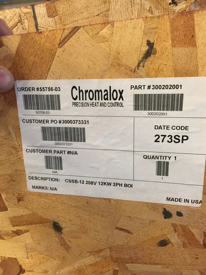 New CHROMALOX Hot Oil or Water Boiler 12 KW SUSSMAN SSB12 ELECTRIC STEAM BOILER