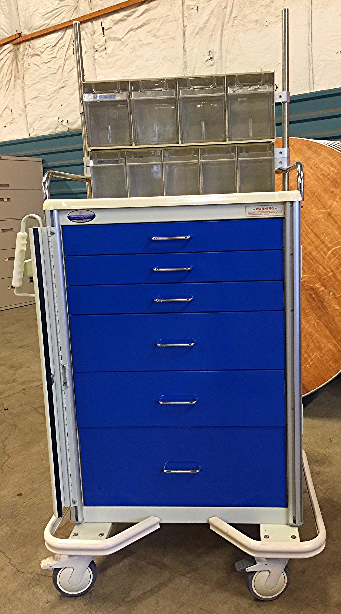 ARMSTRONG MEDICAL A-SMART CRASH SUPREME CLINIC LAB TOOL CART w/ BINS HEAVY DUTY