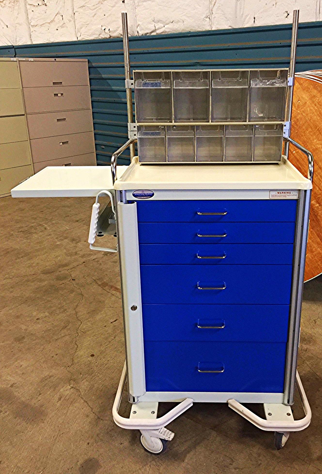 ARMSTRONG MEDICAL A-SMART CRASH SUPREME CLINIC LAB TOOL CART w/ BINS HEAVY DUTY
