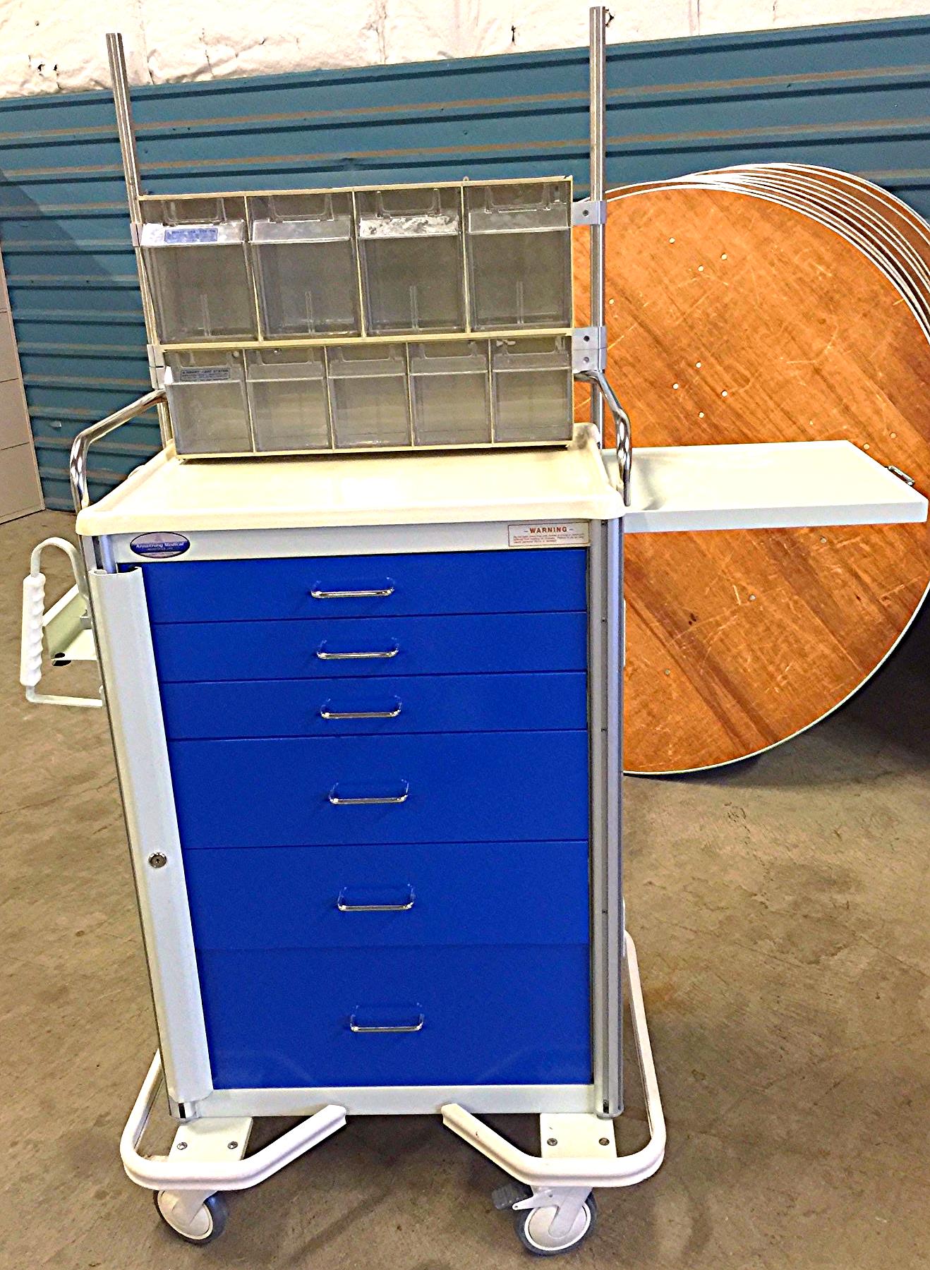 ARMSTRONG MEDICAL A-SMART CRASH SUPREME CLINIC LAB TOOL CART w/ BINS HEAVY DUTY