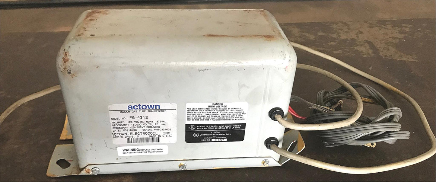 ACTOWN 15,000v Secondary INDOOR GAS TUBE TRANSFORMER MODEL FG-418 FREE SHIPPING