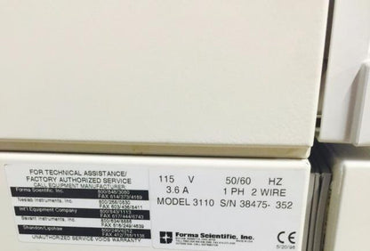 FORMA INCUBATOR Water Jacketed Double Stack Model 3110 CO2 Wheels PERFECT Condit