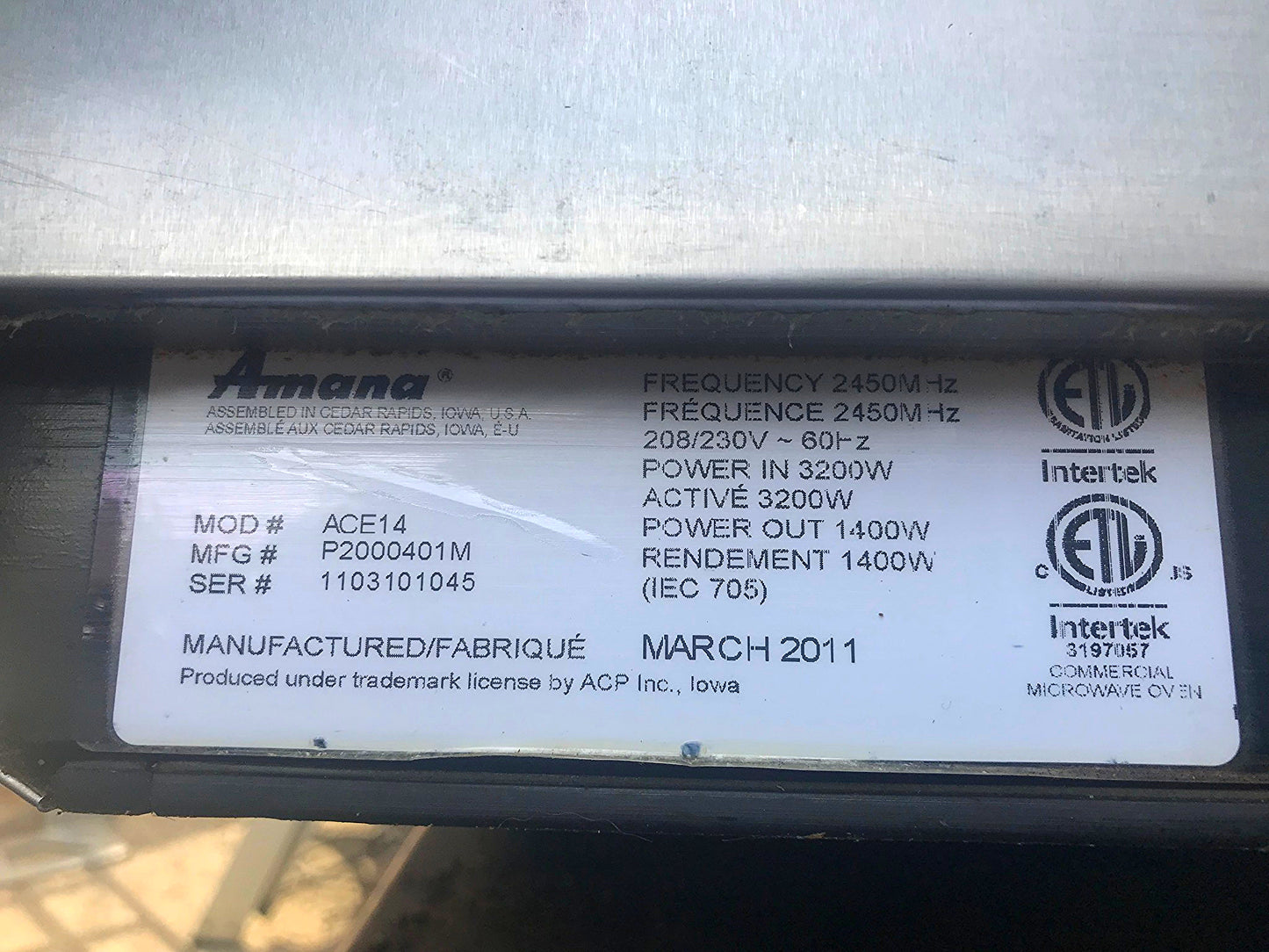 AMANA ACE14 2700W CONVECTION MICROWAVE HEAVY VOLUME COMMERCIAL OVEN WATCH VIDEO