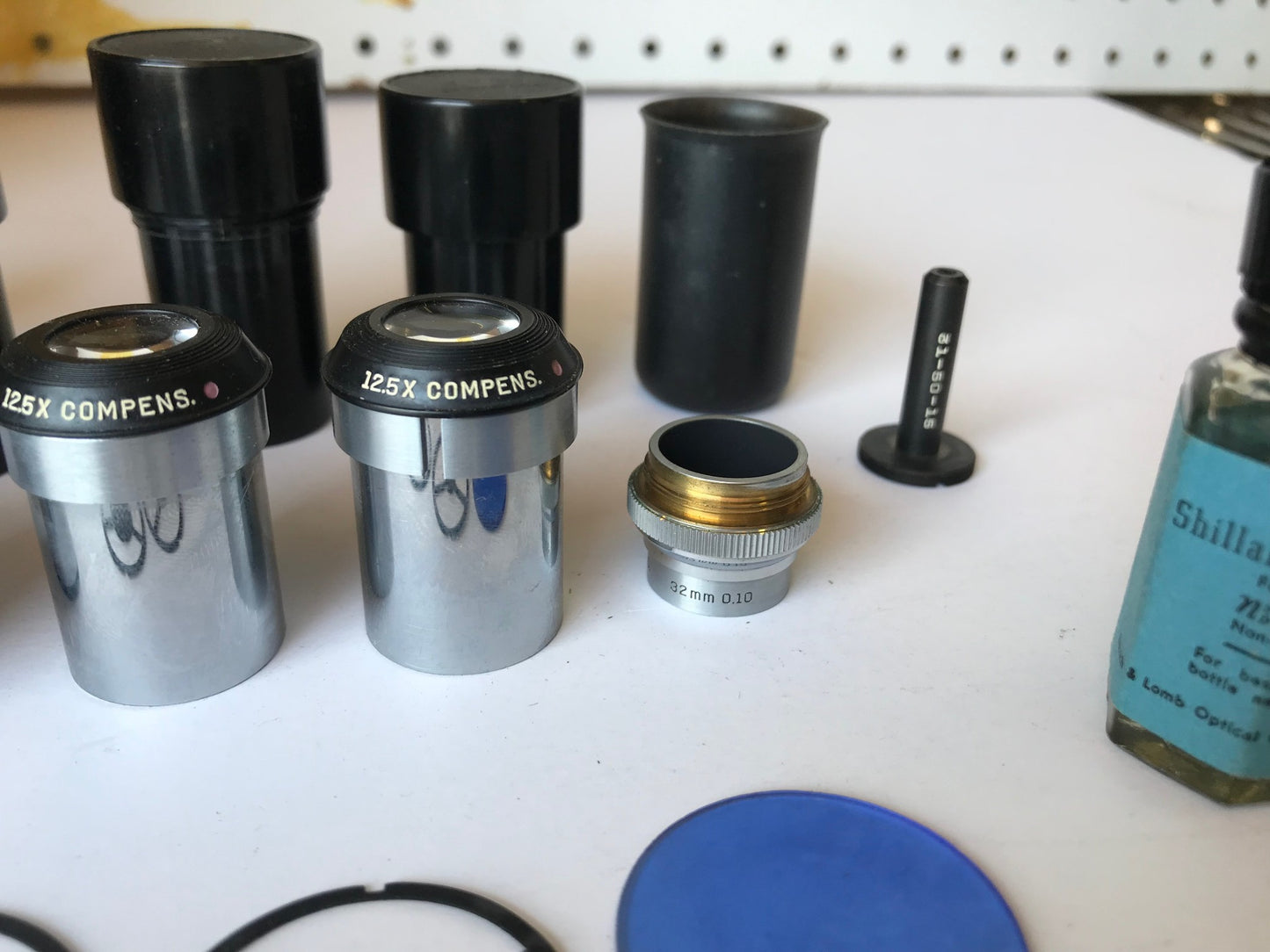 RARE VINTAGE BAUSH LOMB BRASS OBJECTIVES MICROSCOPE ORIGINAL WOOD CASE FREE SHIP