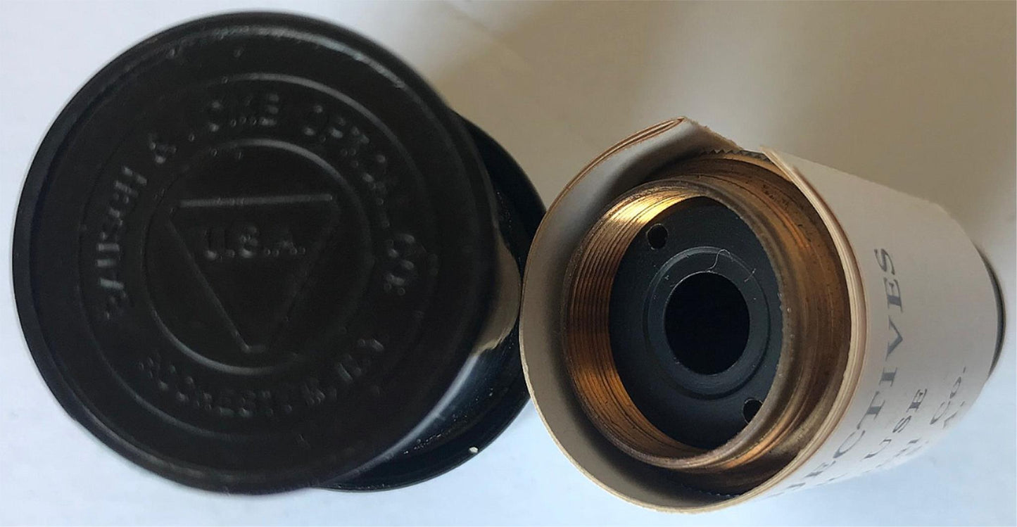 RARE VINTAGE BAUSH LOMB BRASS OBJECTIVES MICROSCOPE ORIGINAL WOOD CASE FREE SHIP