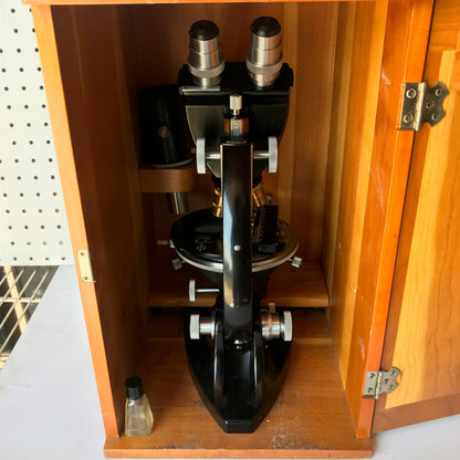 RARE VINTAGE BAUSH LOMB BRASS OBJECTIVES MICROSCOPE ORIGINAL WOOD CASE FREE SHIP