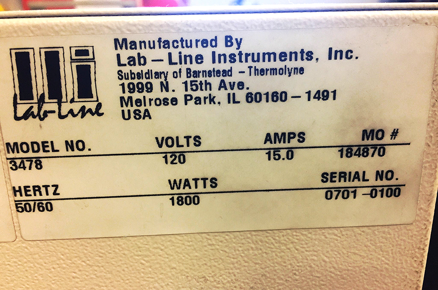 BARNSTEAD THERMOLYNE LAB-LINE 3478 IMPERIAL GRAVITY 5cft OVEN INCUBATOR FREESHIP