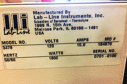 BARNSTEAD THERMOLYNE LAB-LINE 3478 IMPERIAL GRAVITY 5cft OVEN INCUBATOR FREESHIP