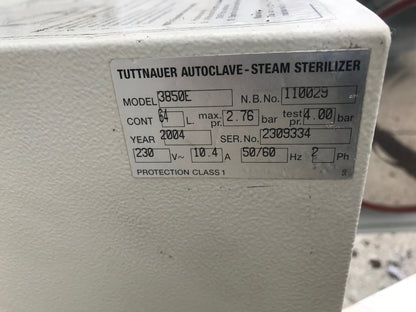 NEW TUTTNAUER 3850 AUTOCLAVE FREE SHIP
