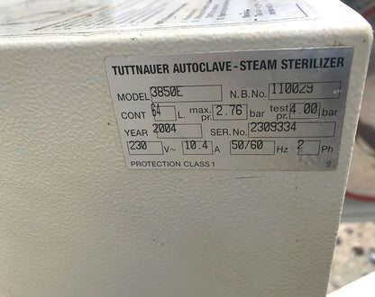 TUTTNAUER 3850E LARGEAUTOMATIC AUTOCLAVE BENCHTOP STERILIZER 65Liter WATCH VIDEO