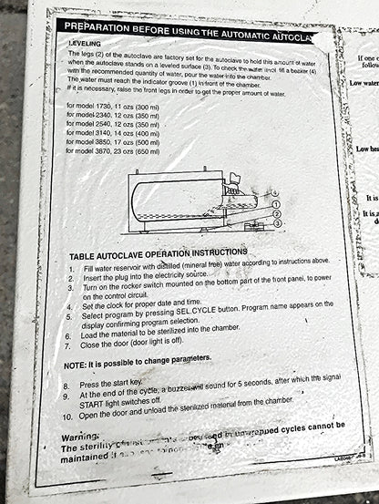TUTTNAUER 3850E LARGEAUTOMATIC AUTOCLAVE BENCHTOP STERILIZER 65Liter WATCH VIDEO