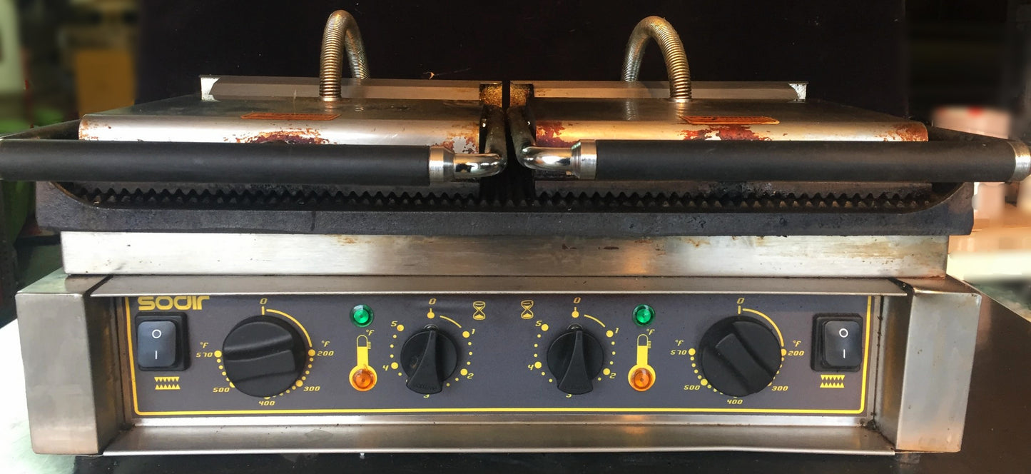 EQUIPEX SODIR MAJESTIC W/TM GROOVED DOUBLE PANINI COMBO GRILL FREE SHIPPING