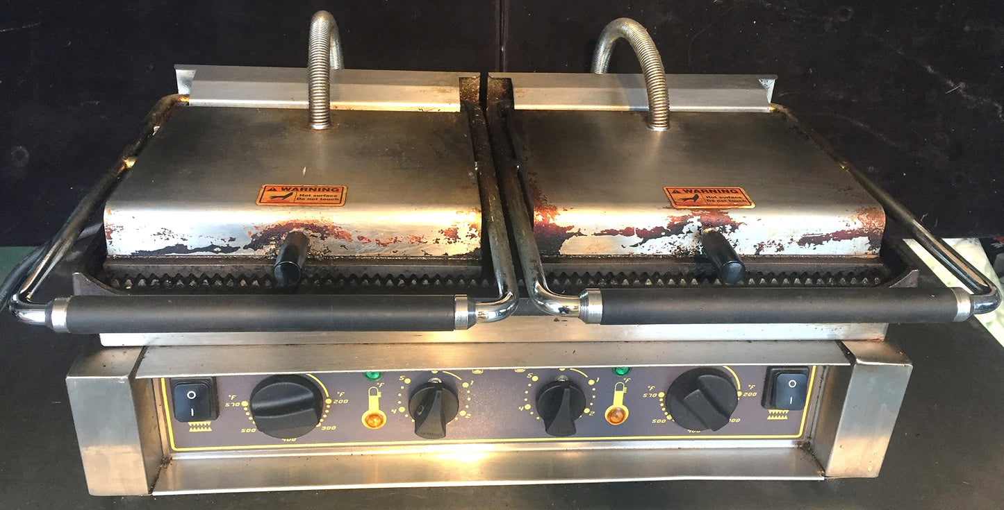 EQUIPEX SODIR MAJESTIC W/TM GROOVED DOUBLE PANINI COMBO GRILL FREE SHIPPING