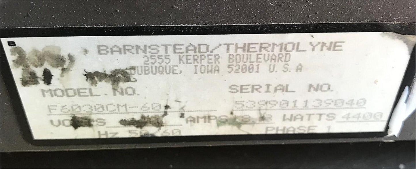 SYBRON BARNSTEAD THERMOLYNE™ TYPE 6000 ASHING MUFFLE FURNACE 975°C WATCH VIDEO