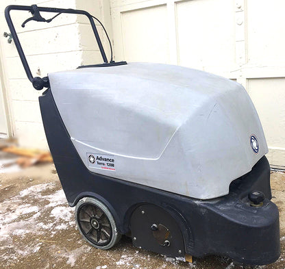 NILFISK ADVANCE TERRA 128B WALK BEHIND 28" SWEEPER CHARGER WATCH VIDEO FREE SHIP