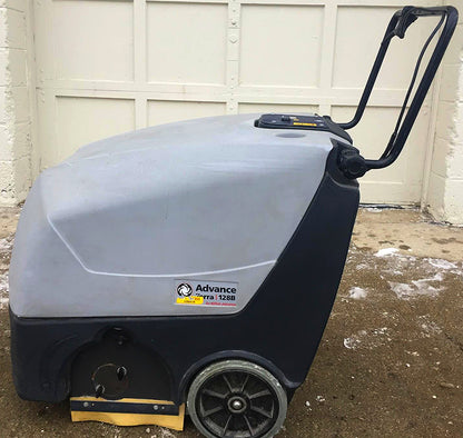 NILFISK ADVANCE TERRA 128B WALK BEHIND 28" SWEEPER CHARGER WATCH VIDEO FREE SHIP