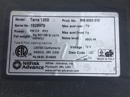 NILFISK ADVANCE TERRA 128B WALK BEHIND 28" SWEEPER CHARGER WATCH VIDEO FREE SHIP