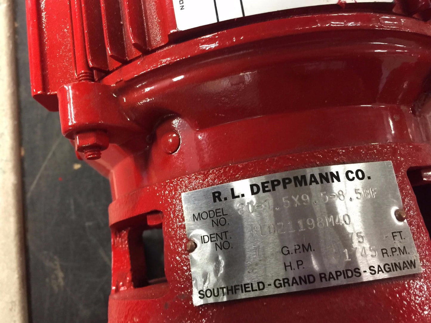 BELL & GOSSETT SERIES 80 IN-LINE MOUNTED CENTRIFUGAL PUMP 3PH R L DEPPMANN 80-1