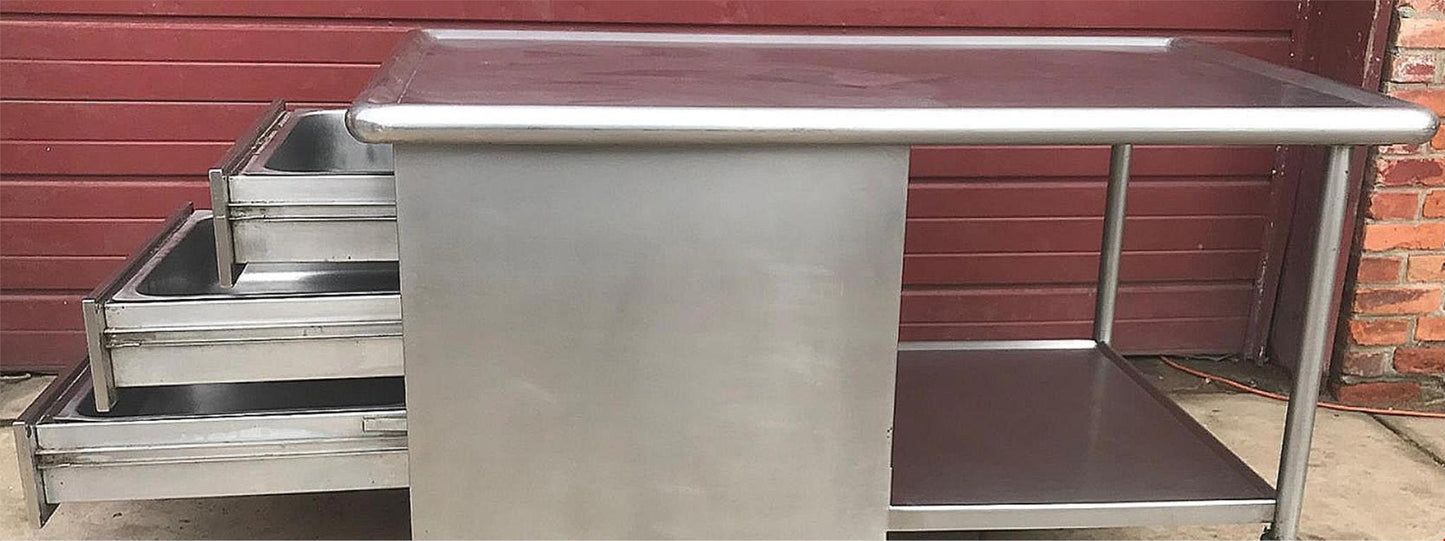 MADEINUSA VINTAGE 1959 HEAVY GAUGE STAINLESS 60x36x32 ISLAND +3DRAWERS FREE SHIP