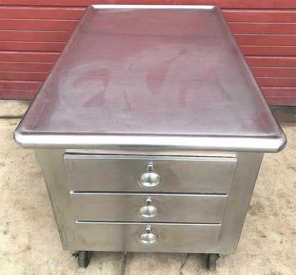 MADEINUSA VINTAGE 1959 HEAVY GAUGE STAINLESS 60x36x32 ISLAND +3DRAWERS FREE SHIP