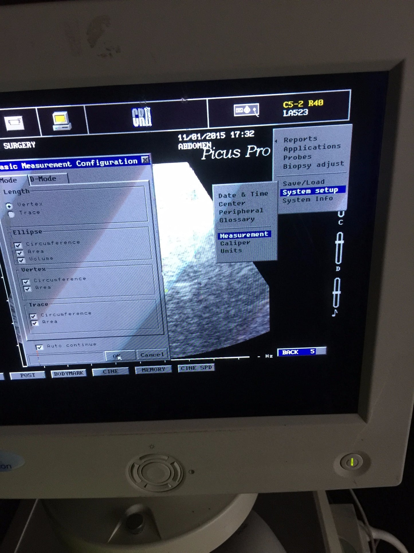 PICUS CRII ESAOTE PIE MED 410670 ULTRASOUND C5-2 R40 & LA523 PROBE SONY UP-895MD