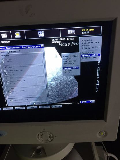 PICUS CRII ESAOTE PIE MED 410670 ULTRASOUND C5-2 R40 & LA523 PROBE SONY UP-895MD