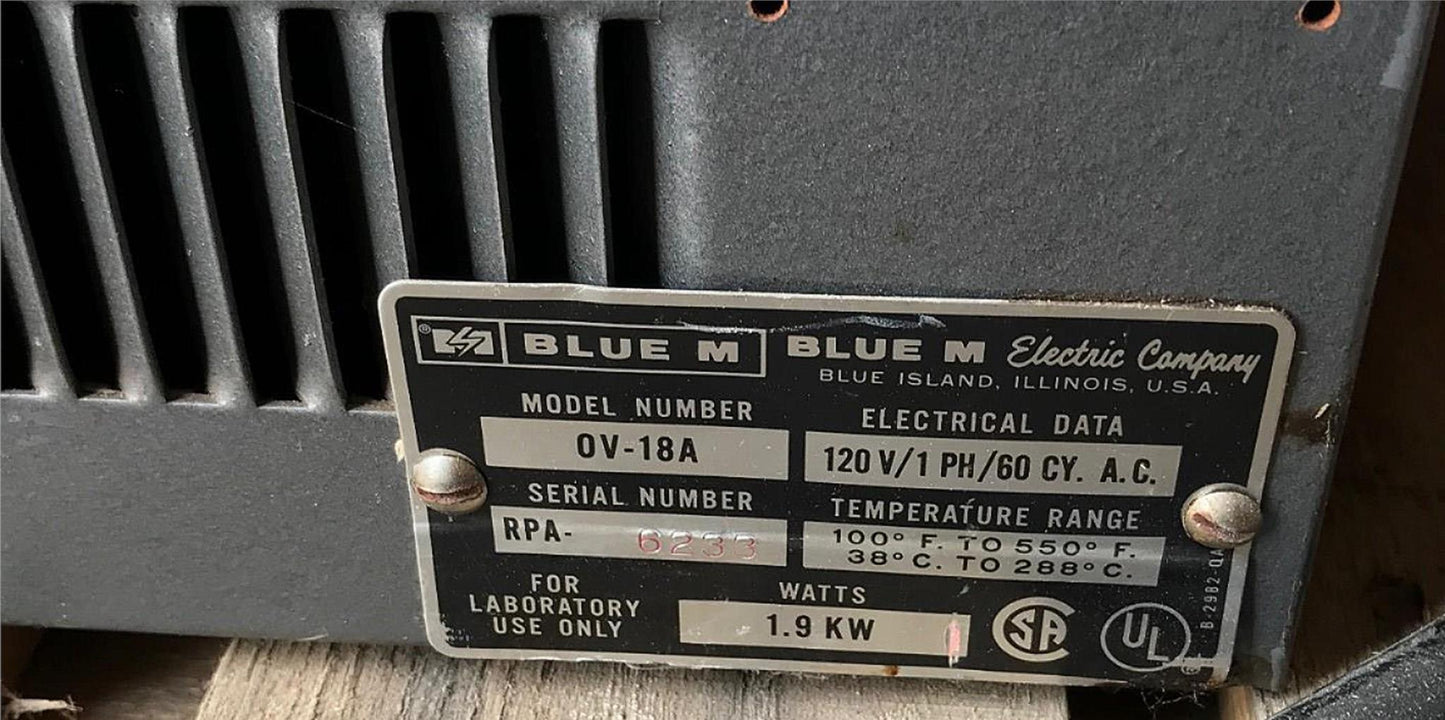 BLUE M OV-18A OVEN AIR FORCED 'AF' LAB OVEN & MANUAL GUARANTEED WORKS FREESHIP