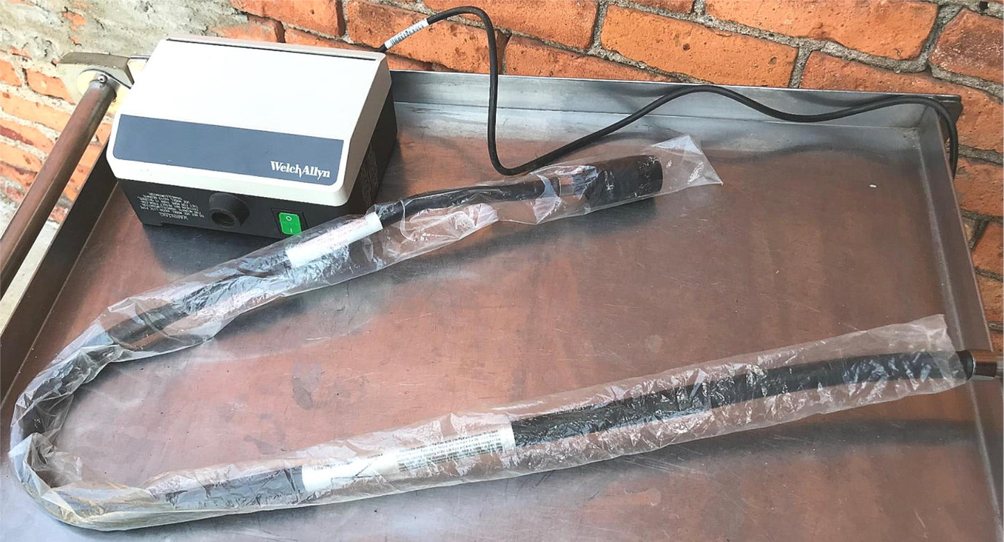 WELCH ALLYN 48830 EXAM LITE BOX TUBE 48200 LIGHT PIPE FIBER OPTIC WATCH VIDEO