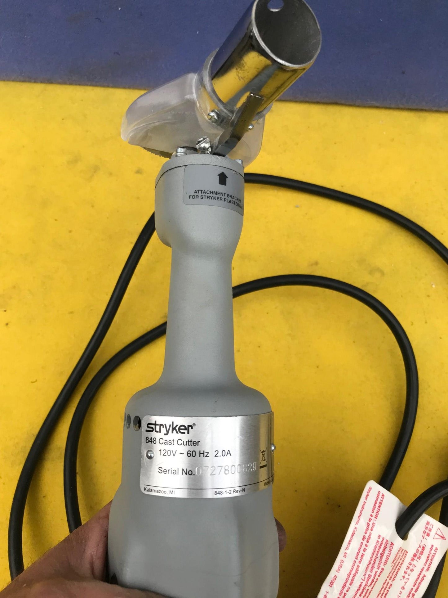 STRYKER 848 CAST SAW CUTTER AUTOPSY INCLUDES BLADE & VAC ADAPTOR WATCH VIDEO