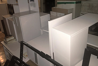 LOT OF KNOLL OFFICE FURNITURE WHITE LAMINATE  DESK LOCKER TOWER FILE CABINET