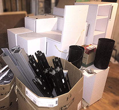 LOT OF KNOLL OFFICE FURNITURE WHITE LAMINATE  DESK LOCKER TOWER FILE CABINET