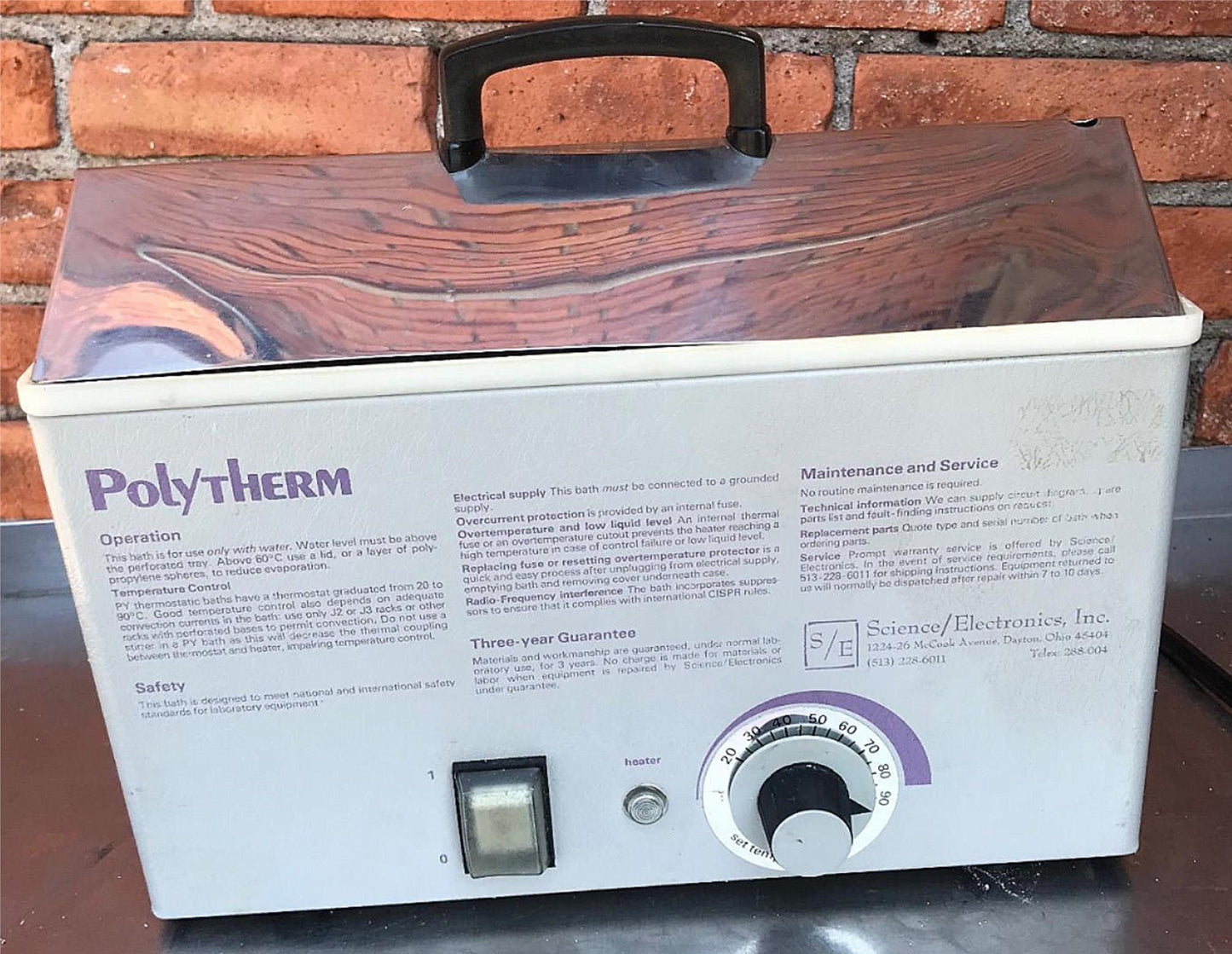 POLYTHERM TYPE PY-1 4 LITER HEATED WATER BATH with LID 90DAYWARRANTY FREE SHIP