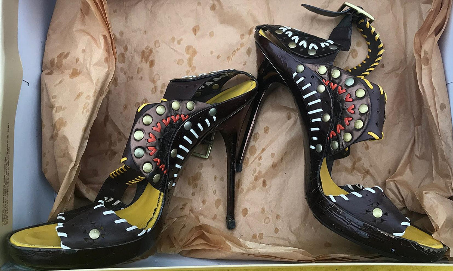 RARE VINTAGE JIMMY CHOO SANDAL 38 1/2 US 8 1/2 FREE SHIP