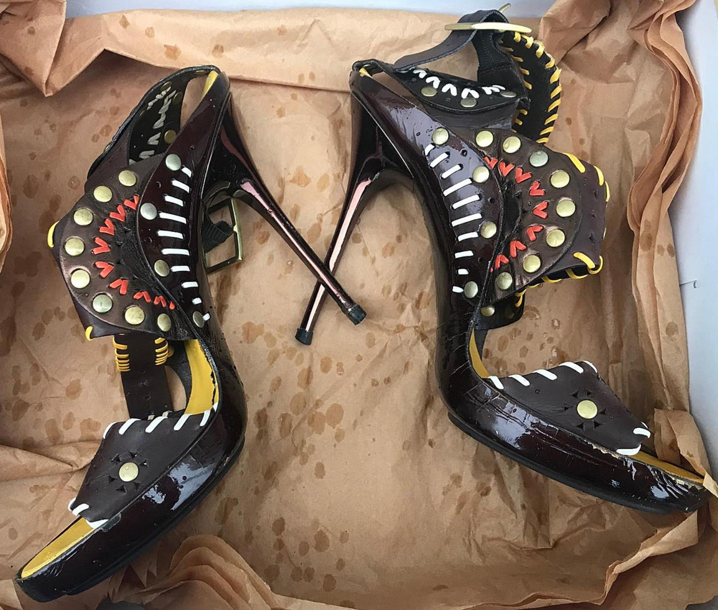 RARE VINTAGE JIMMY CHOO SANDAL 38 1/2 US 8 1/2 FREE SHIP