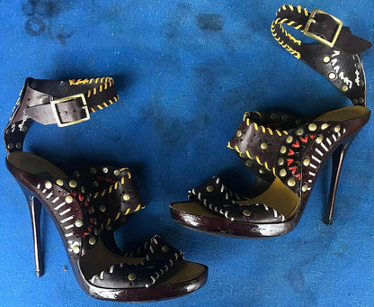 RARE VINTAGE JIMMY CHOO SANDAL 38 1/2 US 8 1/2 FREE SHIP