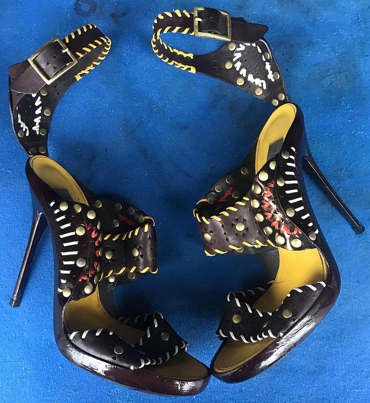RARE VINTAGE JIMMY CHOO SANDAL 38 1/2 US 8 1/2 FREE SHIP