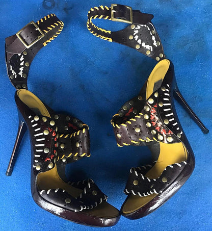 RARE VINTAGE JIMMY CHOO SANDAL 38 1/2 US 8 1/2 FREE SHIP