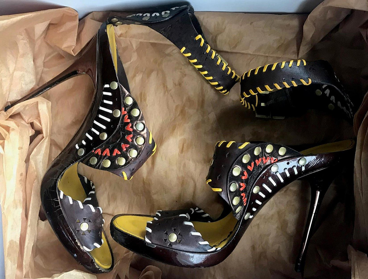 RARE VINTAGE JIMMY CHOO SANDAL 38 1/2 US 8 1/2 FREE SHIP