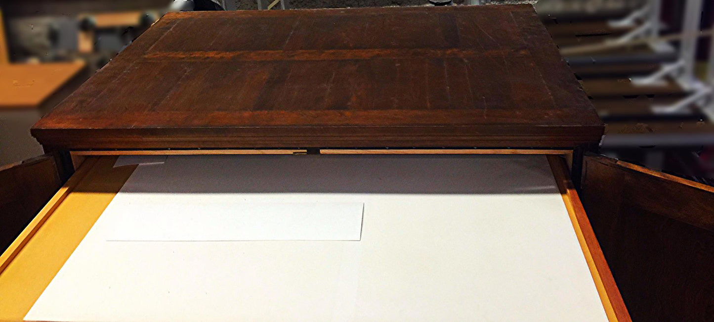 Vintage RARE SOLID OAK MAP FILE w DOORS BRASS FIXTURES 32 DEEP x 42 WID x 58 HI