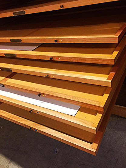 Vintage RARE SOLID OAK MAP FILE w DOORS BRASS FIXTURES 32 DEEP x 42 WID x 58 HI