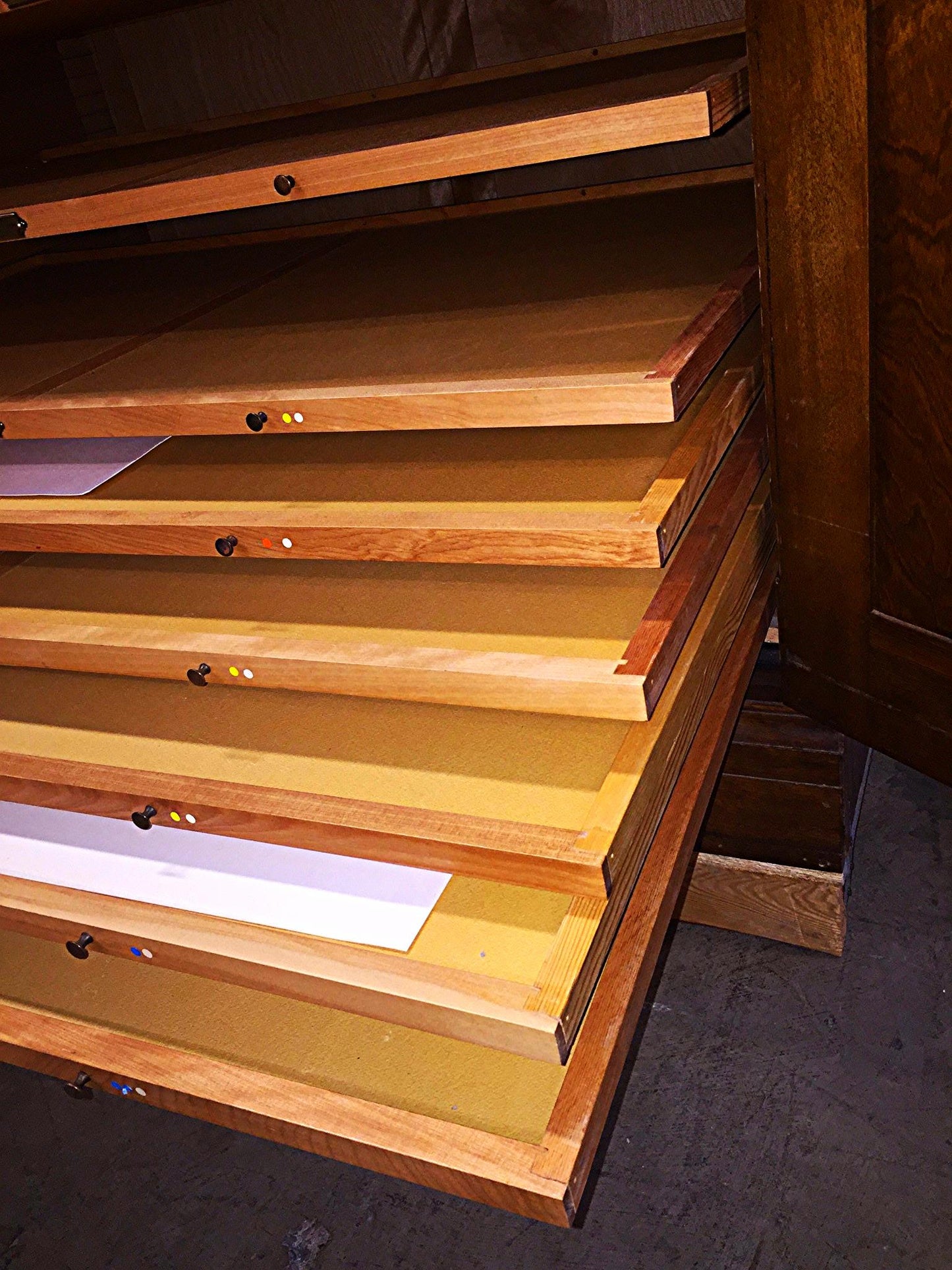 Vintage RARE SOLID OAK MAP FILE w DOORS BRASS FIXTURES 32 DEEP x 42 WID x 58 HI